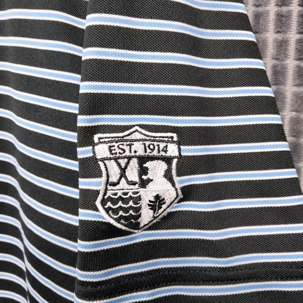 Peter Millar Polo Shirt Summer Comfort Striped Large Black Blue Mens